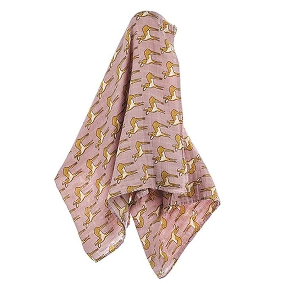 Milkbarn Organic Cotton Muslin Swaddle Blanket - Rose Doe NEW